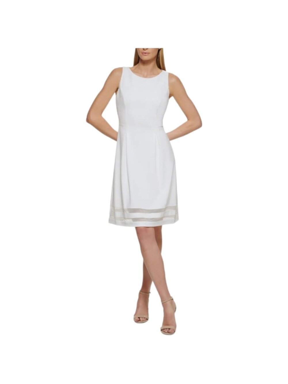 Tommy Hilfiger NWT $109 Women's Ivory Illusion A-Line Dress, Sleeveless Size 10